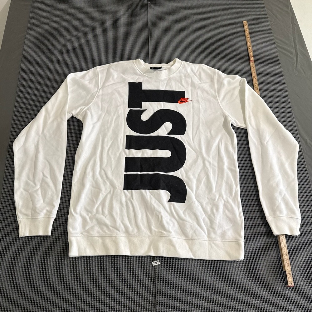 Nike Mens Just Do It Graphic Crewneck Sweatshirt White Large